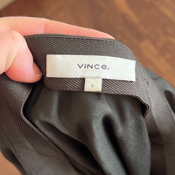 Vince Satin Pull On Elastic Waist A-Line Slip Midi Skirt Small Brown Minimalist - Picture 4 of 5